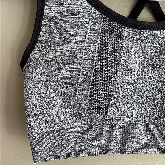 Athletic Works Gray and Black Sports Bra with Geometric Strap Design - Picture 7 of 9